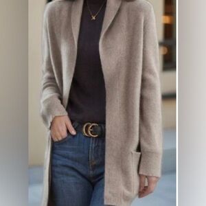GENTLE HERD Tan Ribbed Wool Cardigan